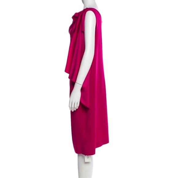 👠 💎 ESCADA Vintage 80s Magenta Draped Cape Holiday Dress | Cocktail Glam EU 46 - Picture 3 of 7